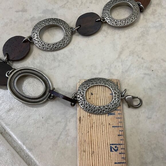 Silver Metal wood ? Belt Hippie Mod Chain tassel Hip Statement Chunky Boho OS - Picture 4 of 7